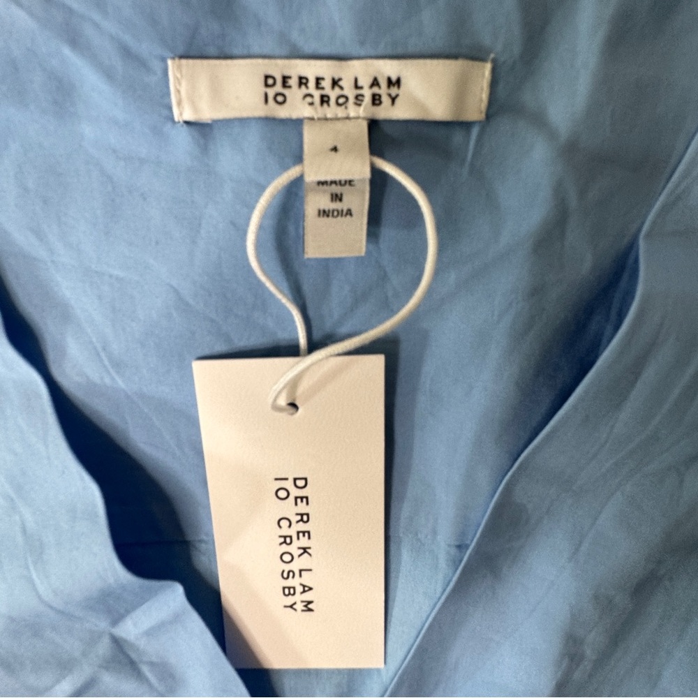 NWT Derek Lam 10 Crosby Arabella Cotton Belted Midi-Dress blue/4 - Picture 5 of 10
